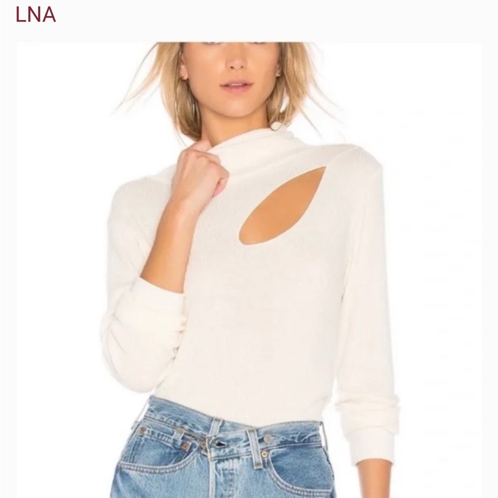 LNA Cream turtleneck with cut out. SIZE SMALL.